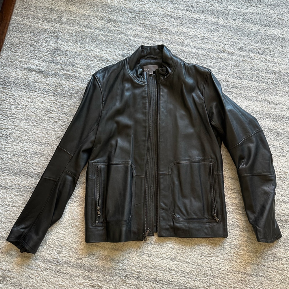 Vince Lamb Leather Moto Jacket (Large)